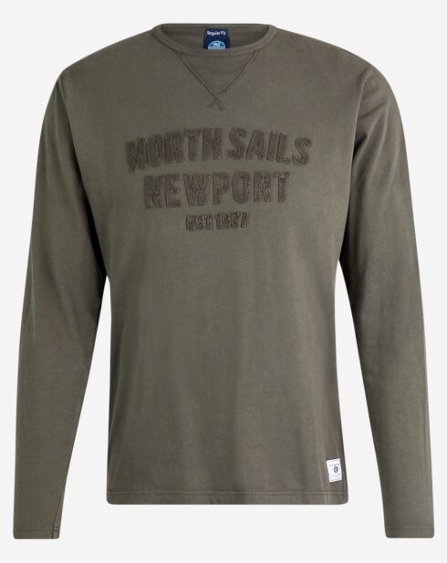 T-Shirt brodé ton sur ton kaki