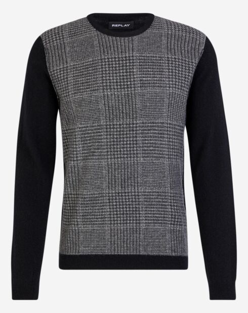 Maglione in misto lana nero/grigio