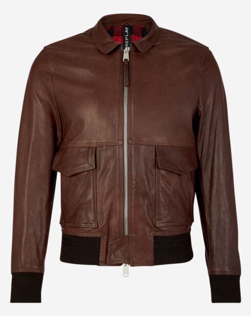 Veste en Cuir d'Agneau cognac