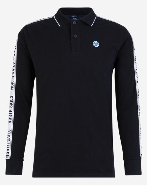 Polo en coton avec bandes noir