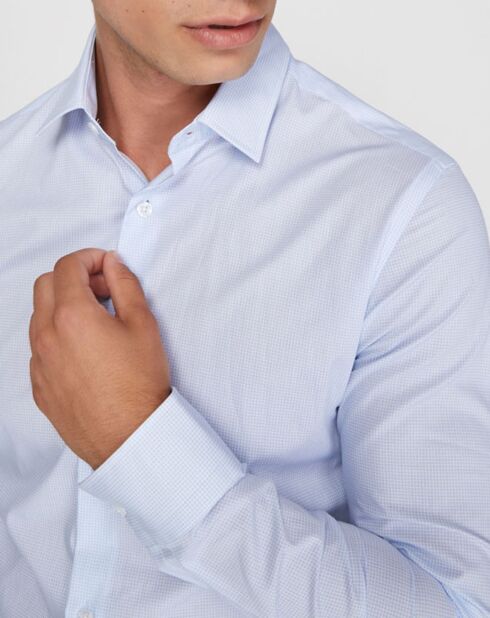 Chemise Slim Fit Pied de Poussins bleu ciel