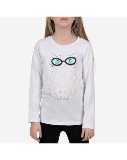 T-Shirt en Coton Chat blanc
