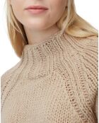 Pull en Laine mélangée col montant beige