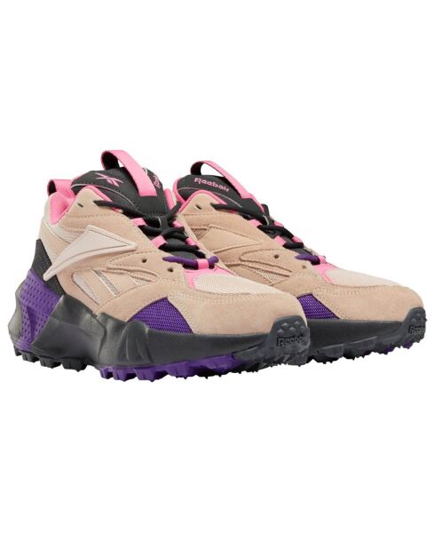 Baskets en Velours de Cuir & Mesh Aztrek Double Mix T rose/violet