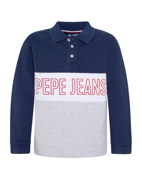 Polo tricolore Pepe marine/gris
