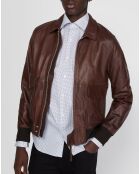 Veste en Cuir d'Agneau cognac