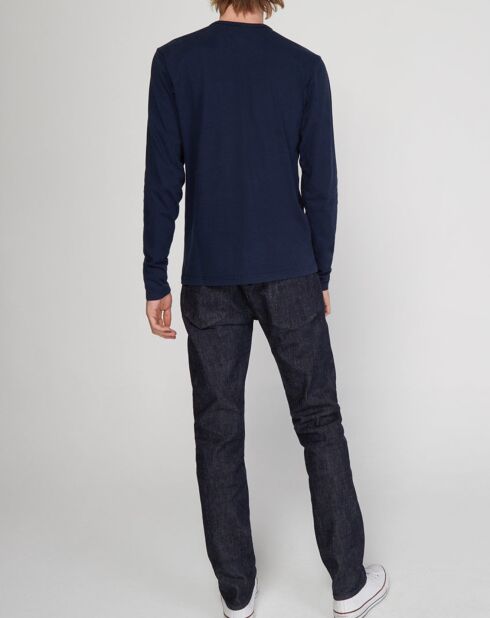 T-Shirt brodé ton sur ton bleu marine