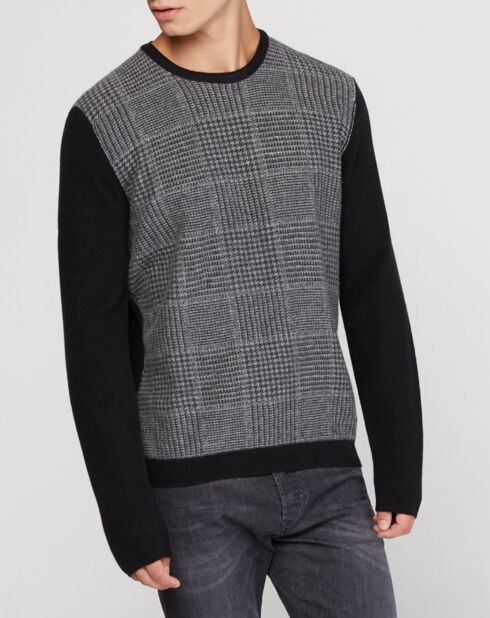 Maglione in misto lana nero/grigio