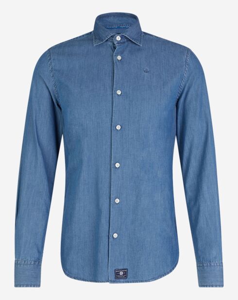 Chemise ajustée chambray bleu denim