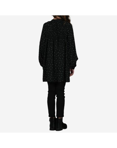Robe longue fluide imprimé à pois noire