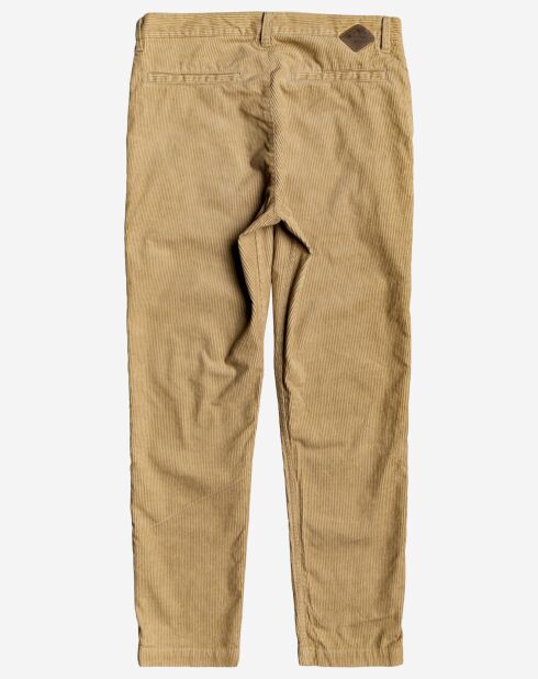 Pantalon chino en Velours Tapered Disaray beige