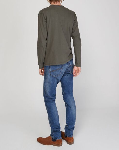 T-Shirt brodé ton sur ton kaki