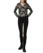 Pantalon slim en Velours lisse Alby  noir