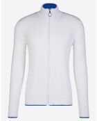 Gilet full zip coudières blanc/bleu