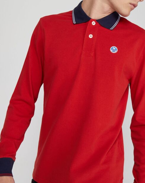 Polo en coton piqué rouge