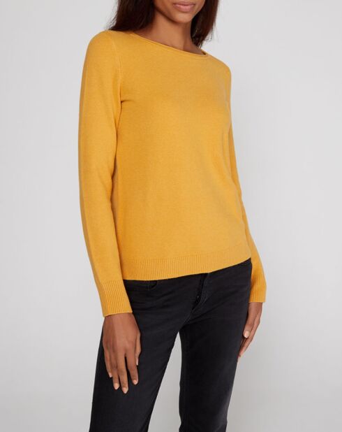 Pull droit col rond jaune