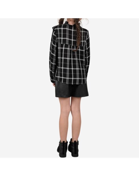 Blouse col Victorien imprimé carreaux noir/blanc