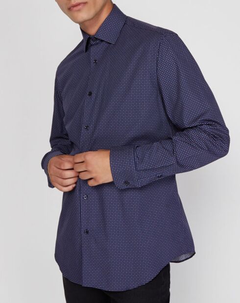 Camicia con design a cravatta blu marino a vestibilità regolare