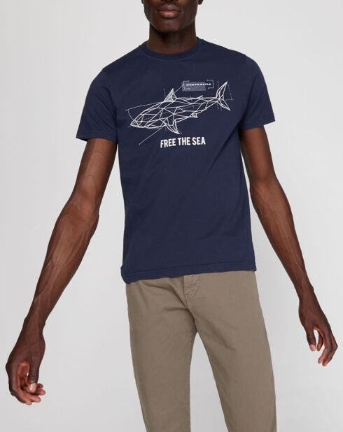 T-Shirt 100% Coton Bio Free The Sea bleu nuit