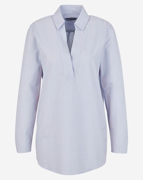Blouse Popelin rayée bleue