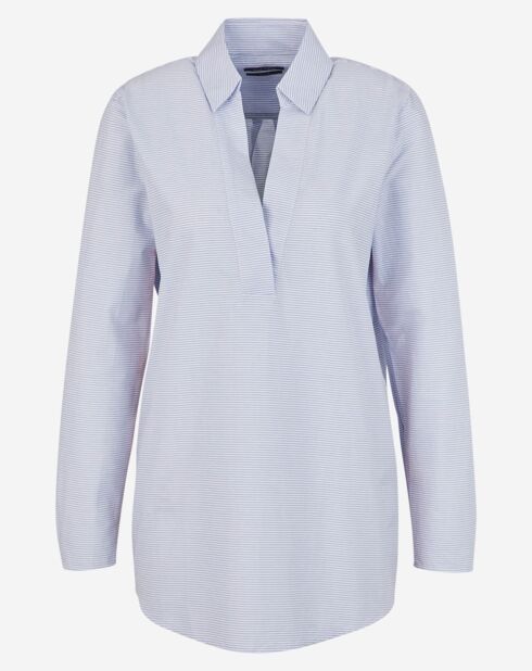 Blouse Popelin rayée bleue