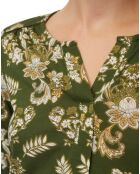 Chemise jersey imprimée fleurs verte