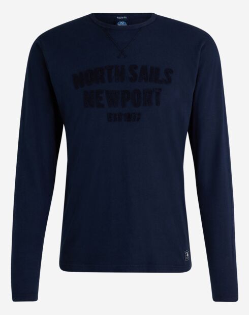 T-Shirt brodé ton sur ton bleu marine