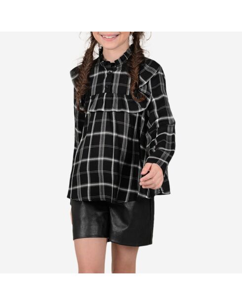 Blouse col Victorien imprimé carreaux noir/blanc
