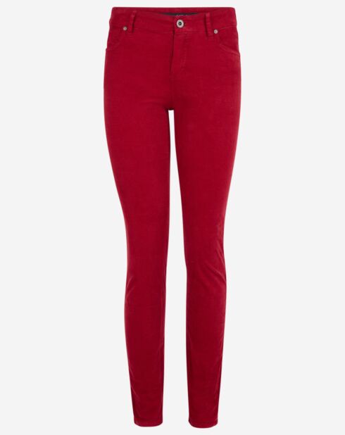 Pantalon slim en Velours fin Alby rouge foncé