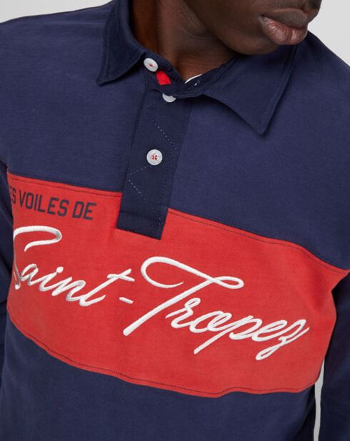 Polo en jersey brossé North Sails X Les Voiles de St Tropez bleu marine/rouge