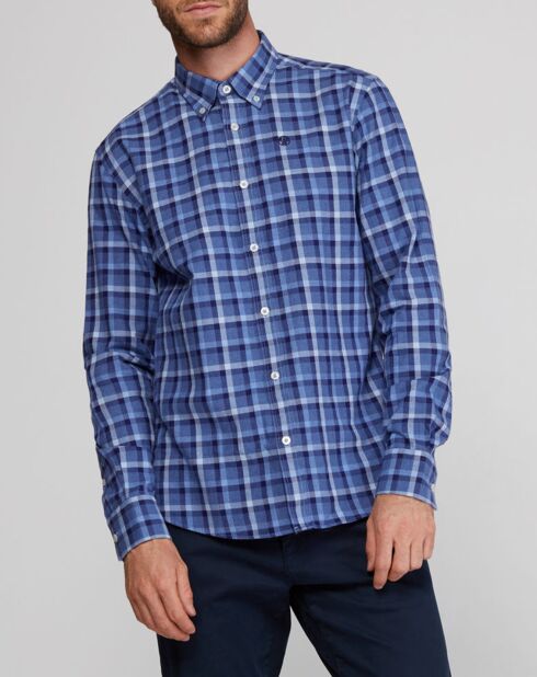 Chemise droite Flannelle carreaux bleu/blanc