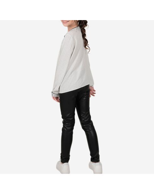 Blouse fluide imprimé mini pois écrue