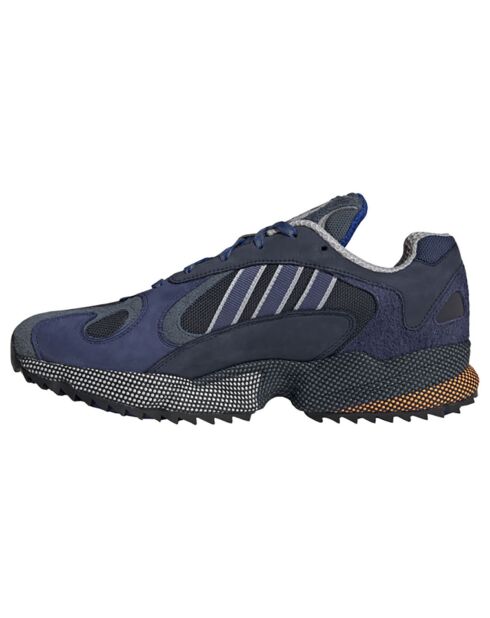 Baskets en Velours de Cuir & Mesh Yung-1 bleu marine/gris