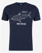 T-Shirt 100% Coton Bio Free The Sea bleu nuit