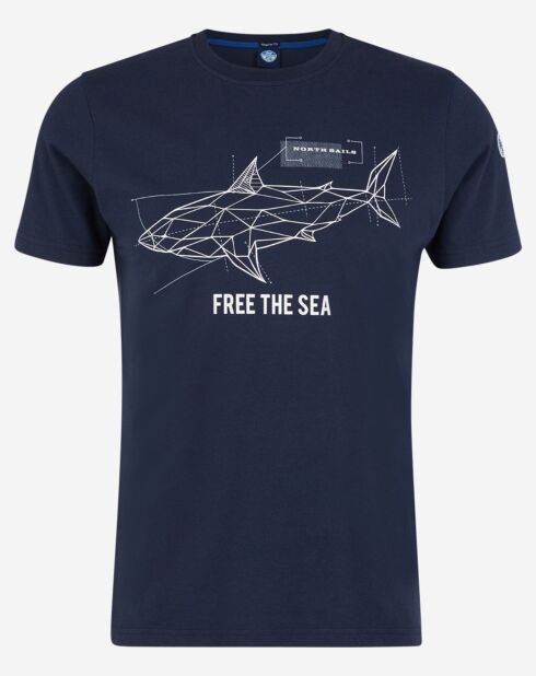 T-Shirt 100% Coton Bio Free The Sea bleu nuit