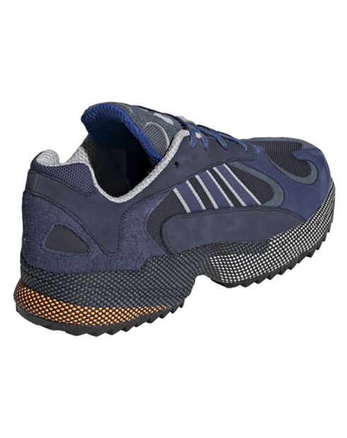 Baskets en Velours de Cuir & Mesh Yung-1 bleu marine/gris