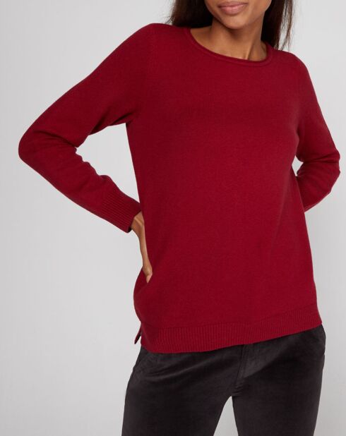 Pull droit col rond bordeaux