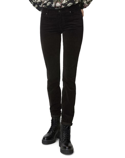 Pantalon slim en Velours lisse Alby  noir
