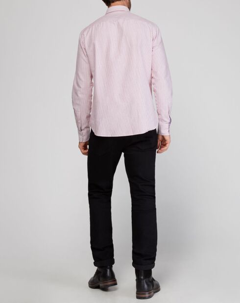 Chemise droite rayée Oxford rouge/blanc
