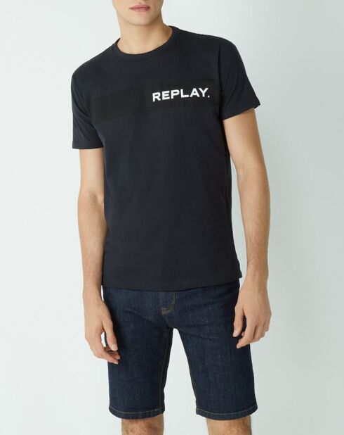 T-shirt con logo blu marino