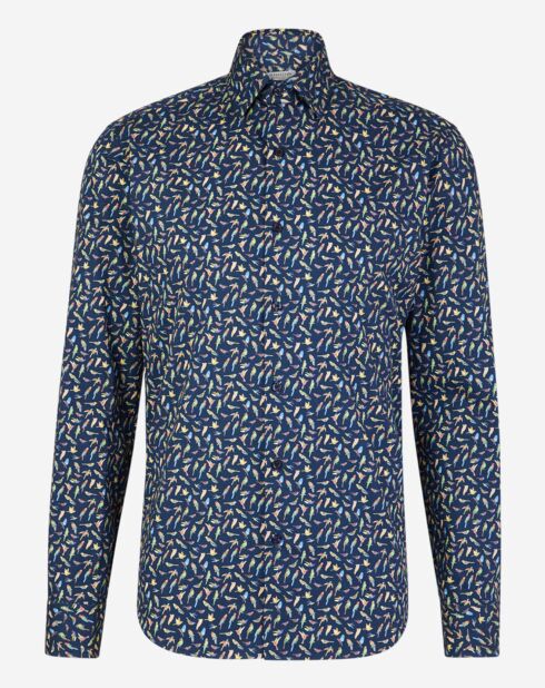 Chemise Regular Fit Perroquets bleu marine/multicolore
