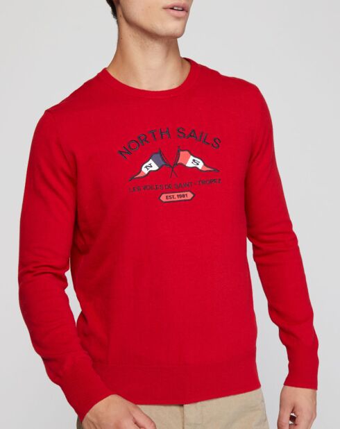 Pull brodé North Sails X Les Voiles de St Tropez rouge