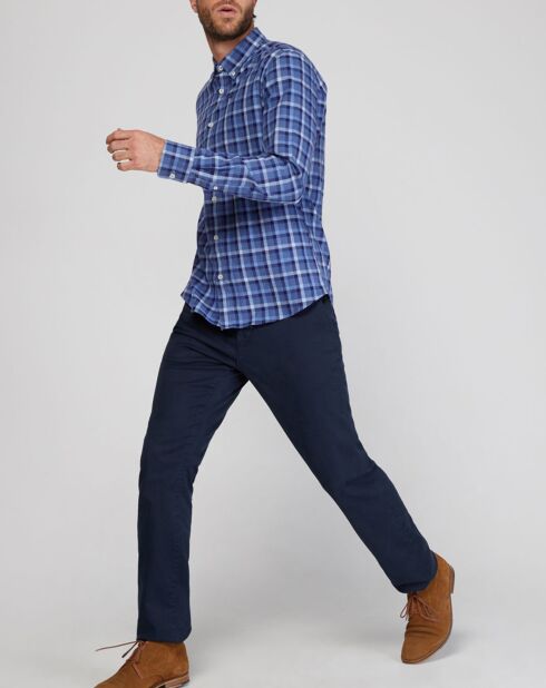 Chemise droite Flannelle carreaux bleu/blanc