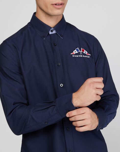 Chemise droite Oxford bleu marine