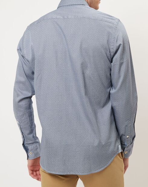 Chemise imprimée regular fit bleu/blanc