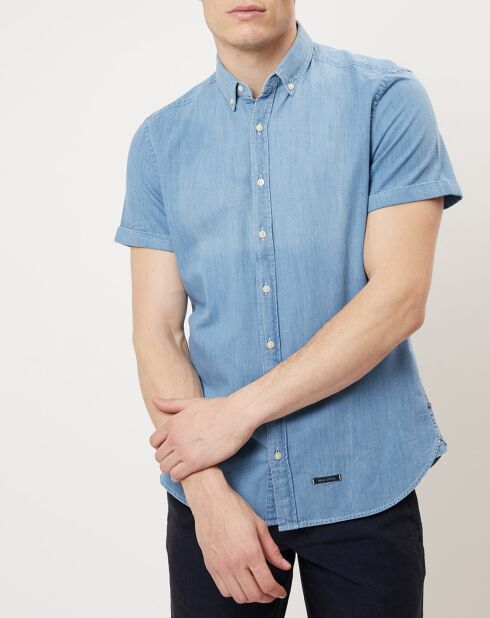 Chemise chambray shaped fit bleu jean