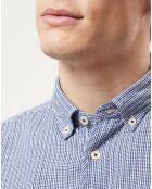 Chemise motifs texturés regular fit bleu/blanc