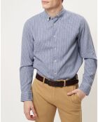 Chemise motifs texturés regular fit bleu/blanc