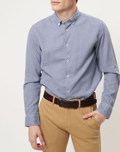 Chemise motifs texturés regular fit bleu/blanc