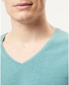 T-Shirt col V vert